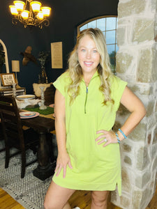 Half Zip Dress, Lime