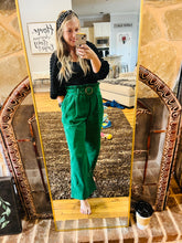 Green corduroy wide leg pants ￼