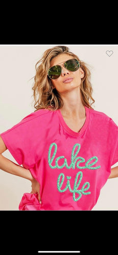 Lake Life Tee, Pink