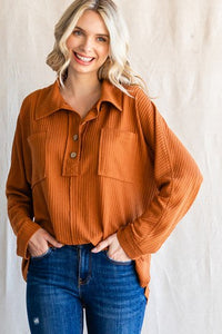 Toffee Waffle Knit Top