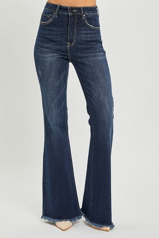 High Rise Vintage Frayed Hem Jeans