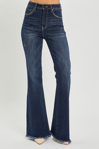 High Rise Vintage Frayed Hem Jeans